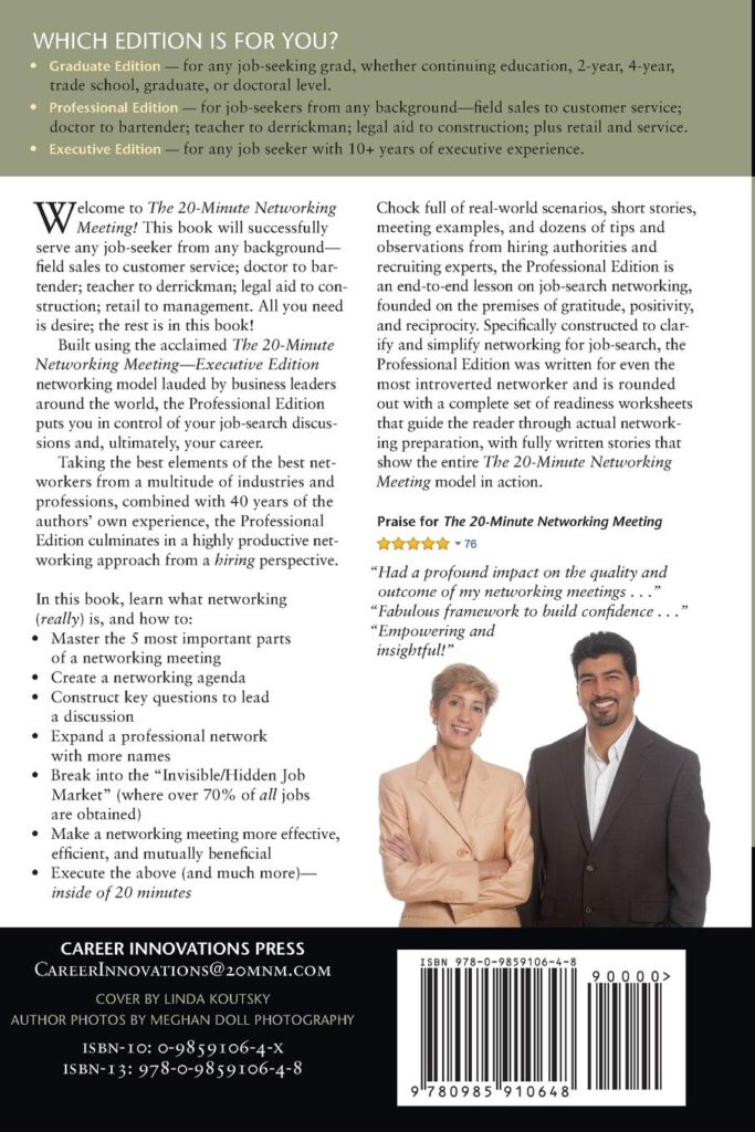 The 20-Minute Networking Meeting - Professional Edition: Learn to Network. Get a Job.     Paperback – March 18, 2016