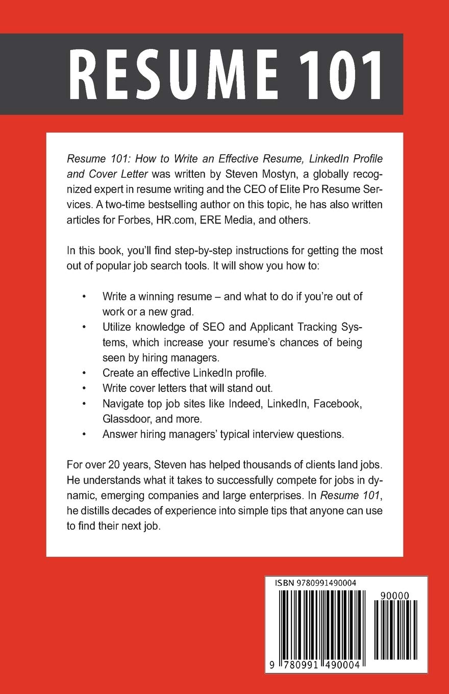 Resume 101: How to Write an Effective Resume, LinkedIn Profile, and Cover Letter     Paperback – January 14, 2020