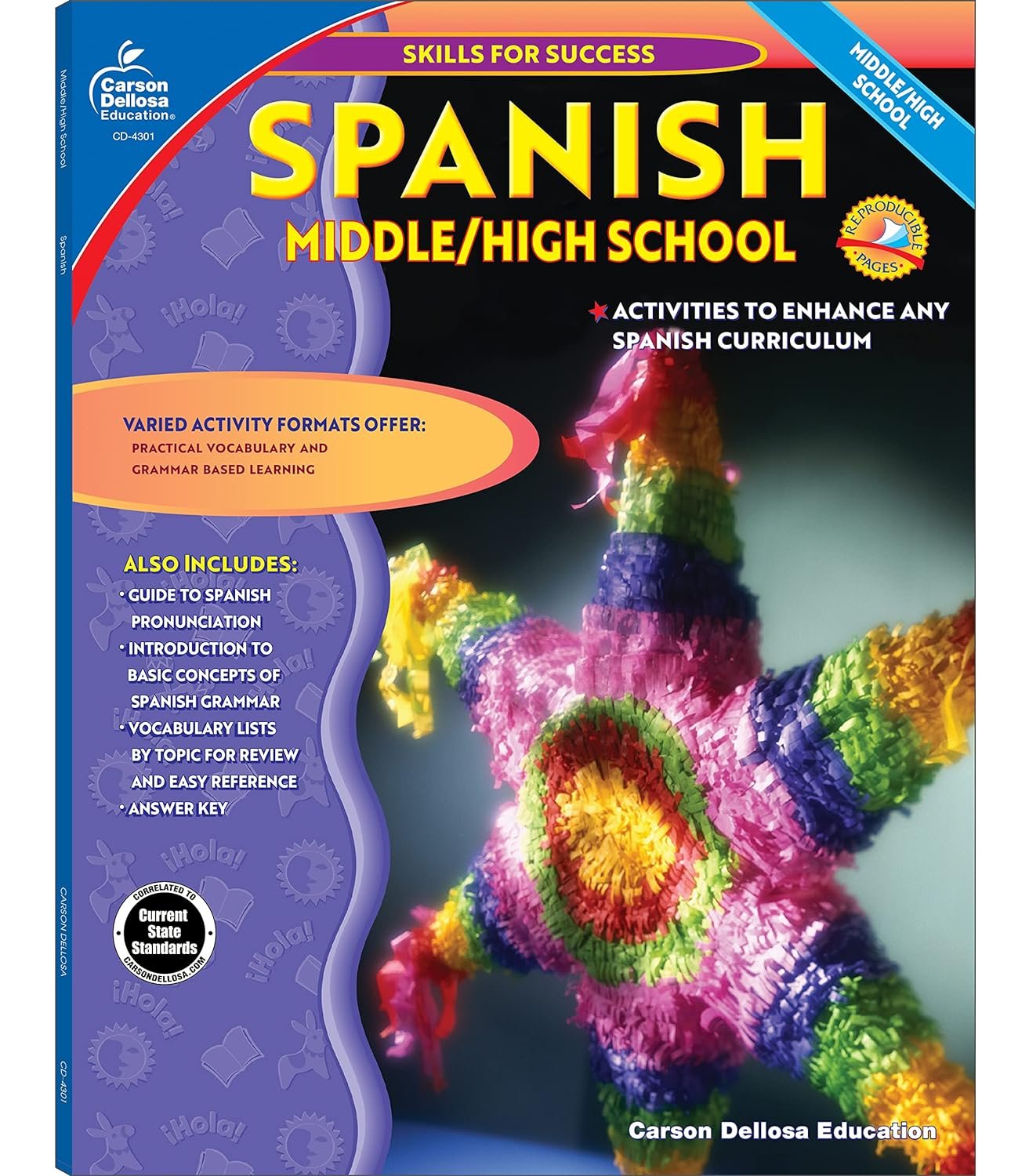 Carson Dellosa Skills for Success, Spanish Workbook for Middle School and High School Students, Learning Spanish Practice and Activity Book for Classroom or Homeschool Curriculum     Paperback – January 5, 2002